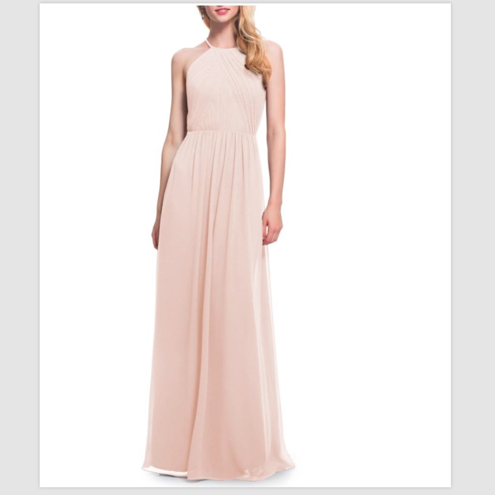 LEVKOFF Women's Halter Neck Chiffon A-Line Gown Dress Sz 8 - Petal Pink NWT $170